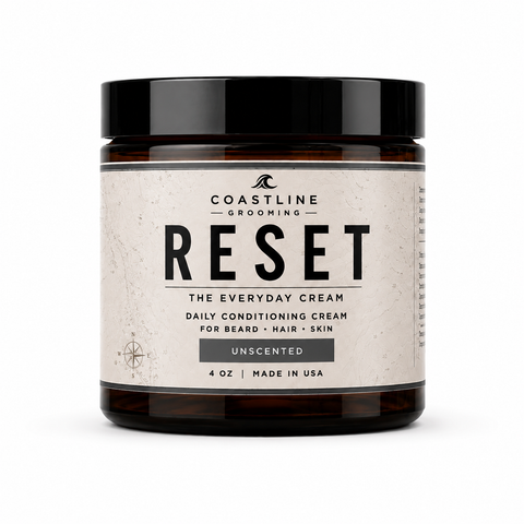 Coastline 4oz. Unscented RESET everyday cream for skin, beard and hair. Daily conditioning cream.