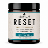 4 ounce glass container of Coastine RESET daily conditioning cream. The everyday cream. Coastal Cool Scent.